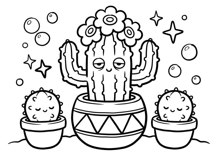 Desenho de cacto em traço, para tufar