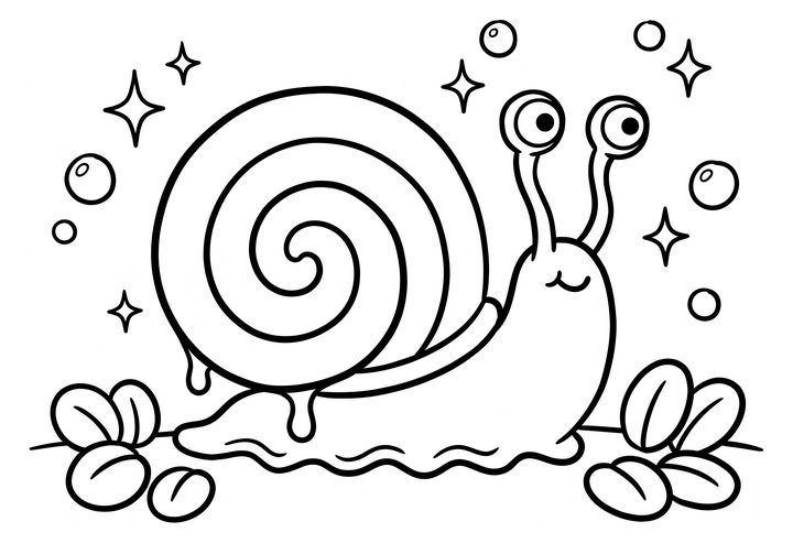 Desenho de caracol em traço, para tufar