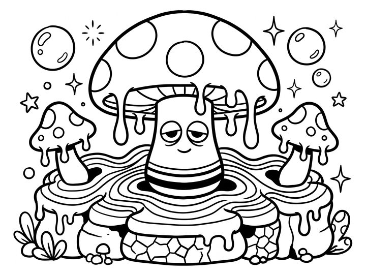Desenho de cogumelo em traço, para tufar
