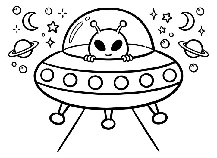 Desenho de disco voador em traço, para tufar